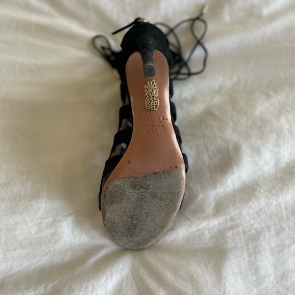 Aquazzura Amazon 105 Suede Black Heels - Picture 4 of 4